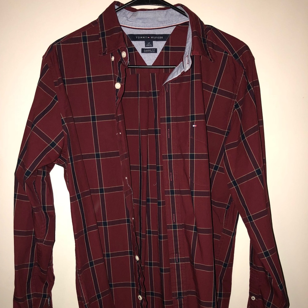 Burgundy Tommy Hilfiger Dress Shirt