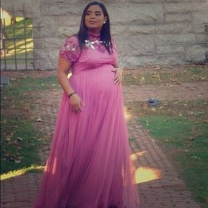 Elegant Embellished Maxi Maternity Dress