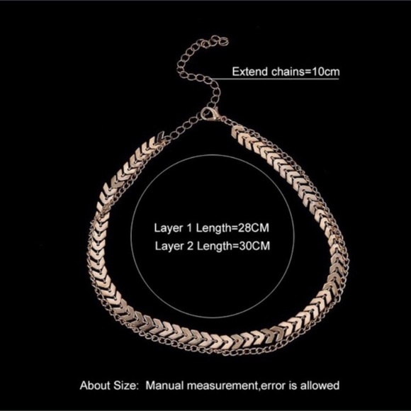 ⭐️ Awesome BoHo double layered fishtail arrows layered choker in silver or gold - Picture 6 of 11