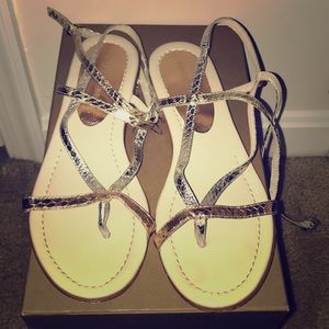 Donalad J Pliner rosegold/silver snakeskin sandal