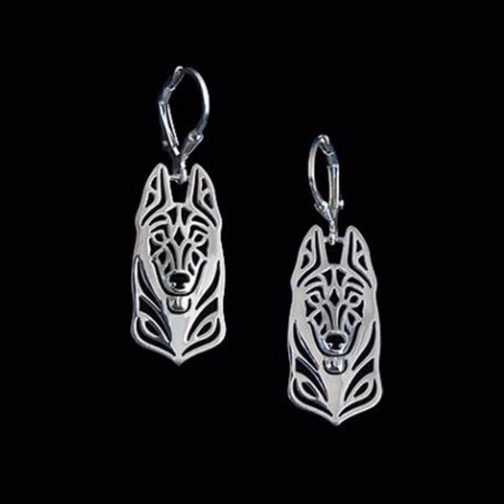 German Shepherd Laser Cut Silver or Gold Earrings