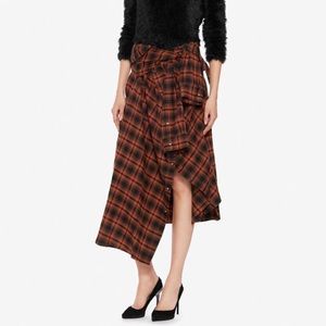 Faith Connexion Asymmetrical Flannel Shirt Skirt