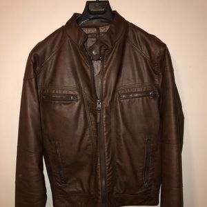 Brown Calvin Klein Faux Leather Jacket