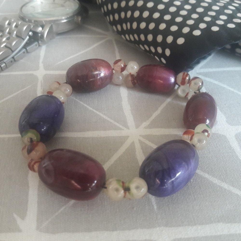Purple and Merlot beaded bracelet