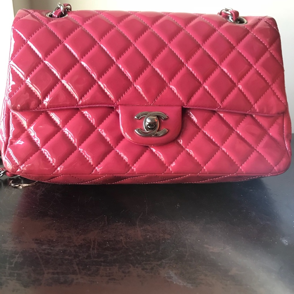 Authentic Chanel Pink Patent Leather