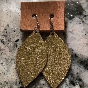 Beautiful Gold Handmade Leather Earrings