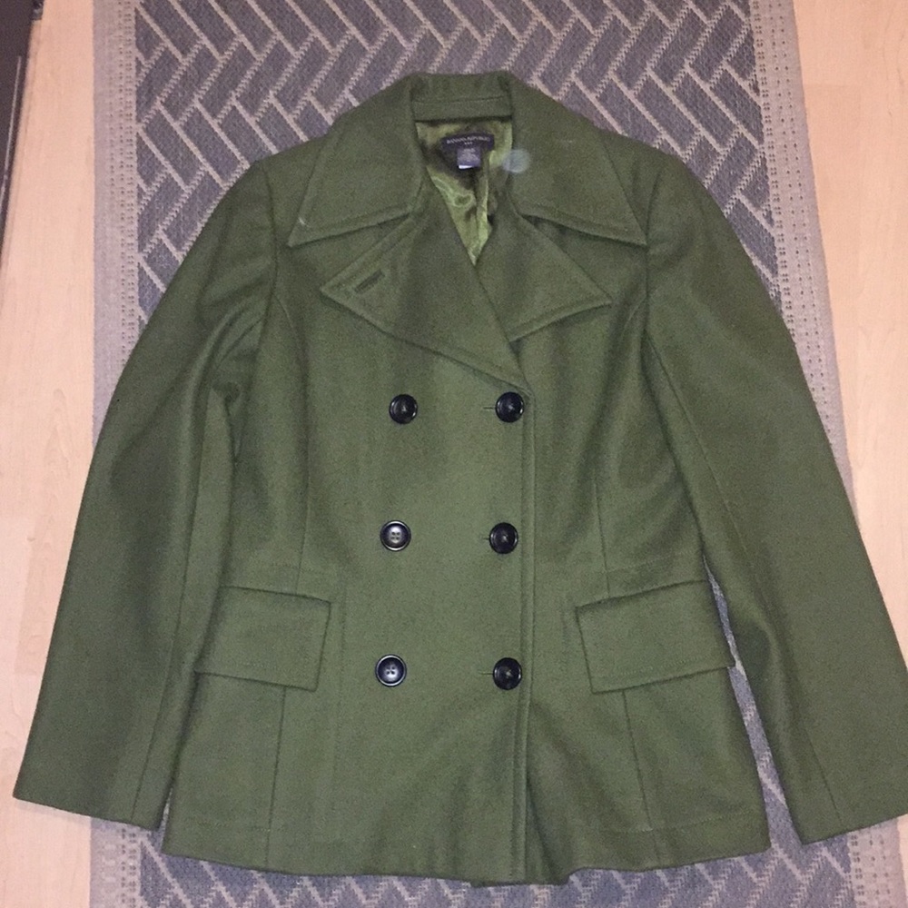 Olive green banana republic pea coat