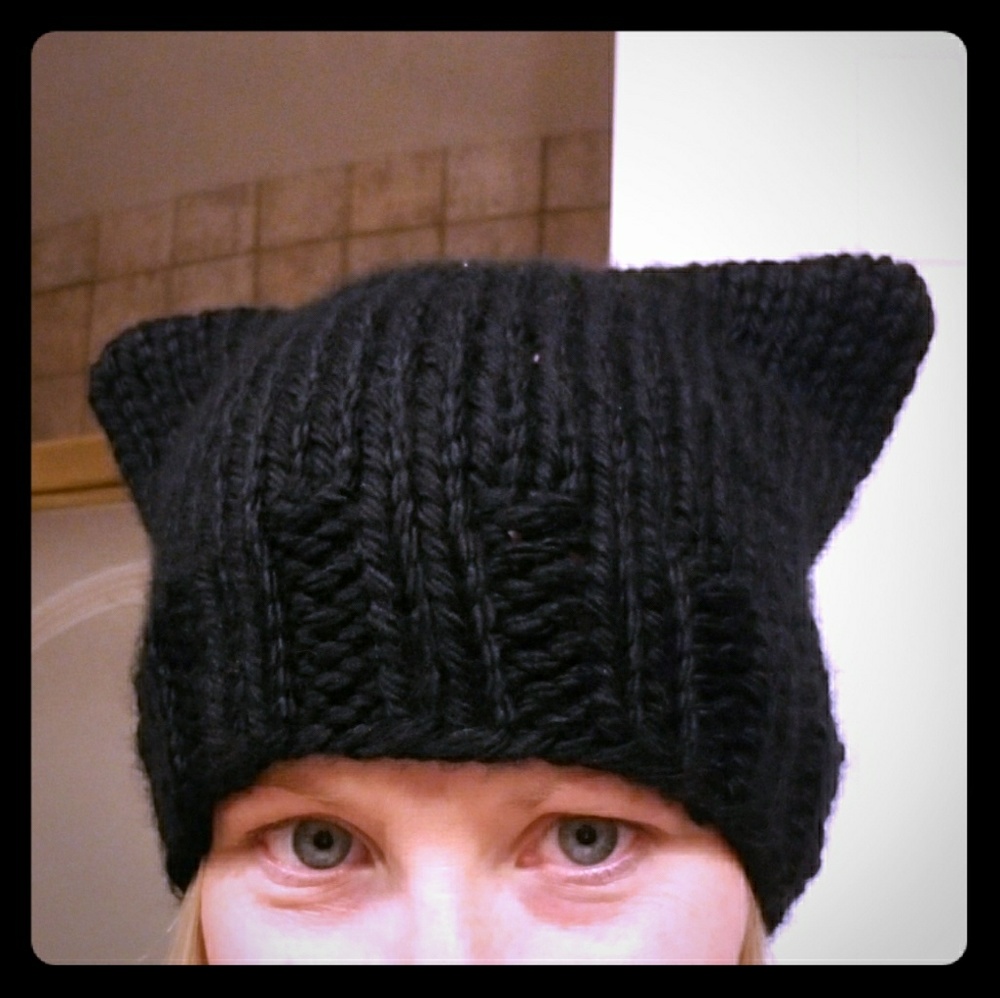 Pair of black pussy hats