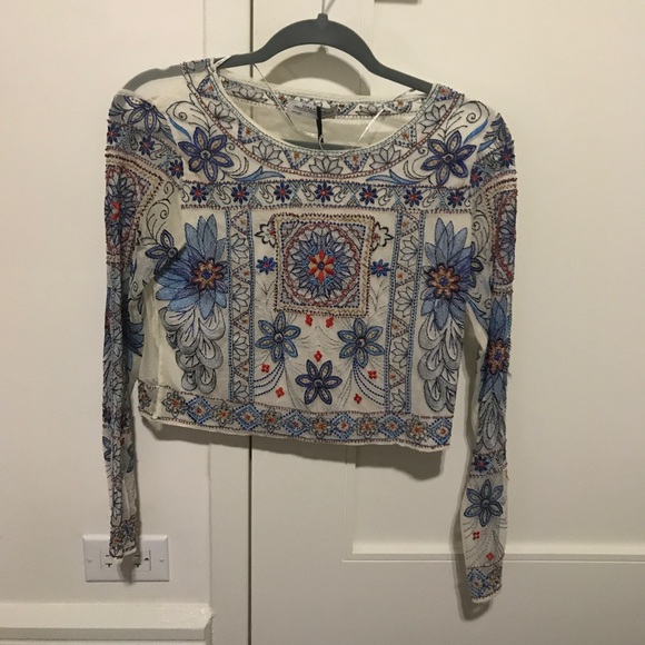 Zara Tops - ZARA NWT beaded crop top
