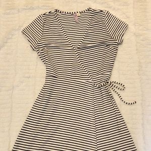 Francesca’s Wrap Dress Black and White Striped XS