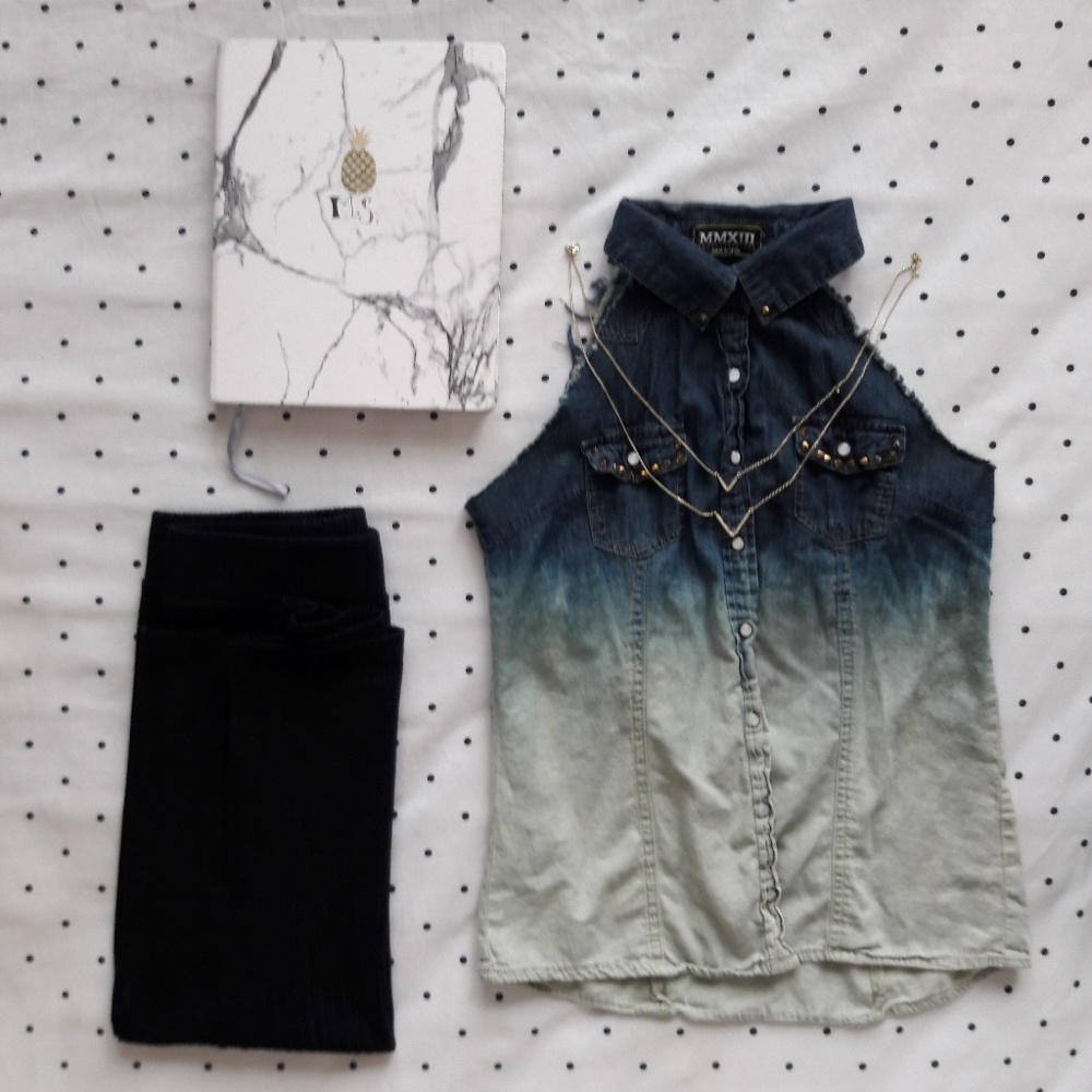 🚗Racerback Ombre Denim Button Up Vest🌡
