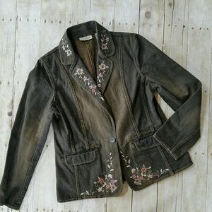 Apostrophe black denim blazer