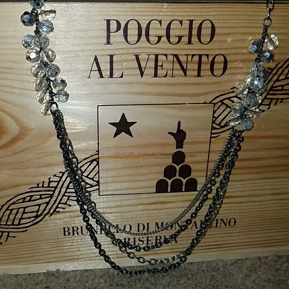 Multi chain dangling long necklace