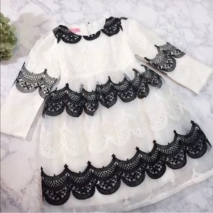 New Black White Lace 3/4 Sleeve Formal Dress 9/10