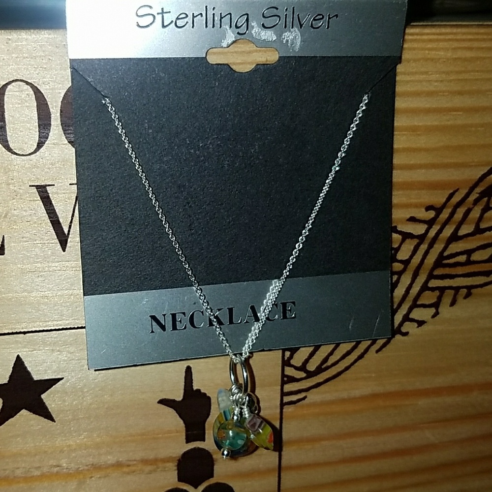 Sterling silver necklace with blow up glass