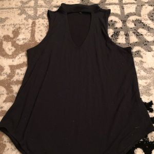 Black choker neck tank top