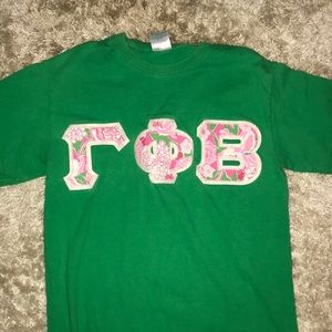 Gamma Phi Beta Green Lettered Tee