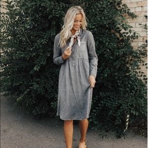 Roolee Mountain Pass Gray Button Dress