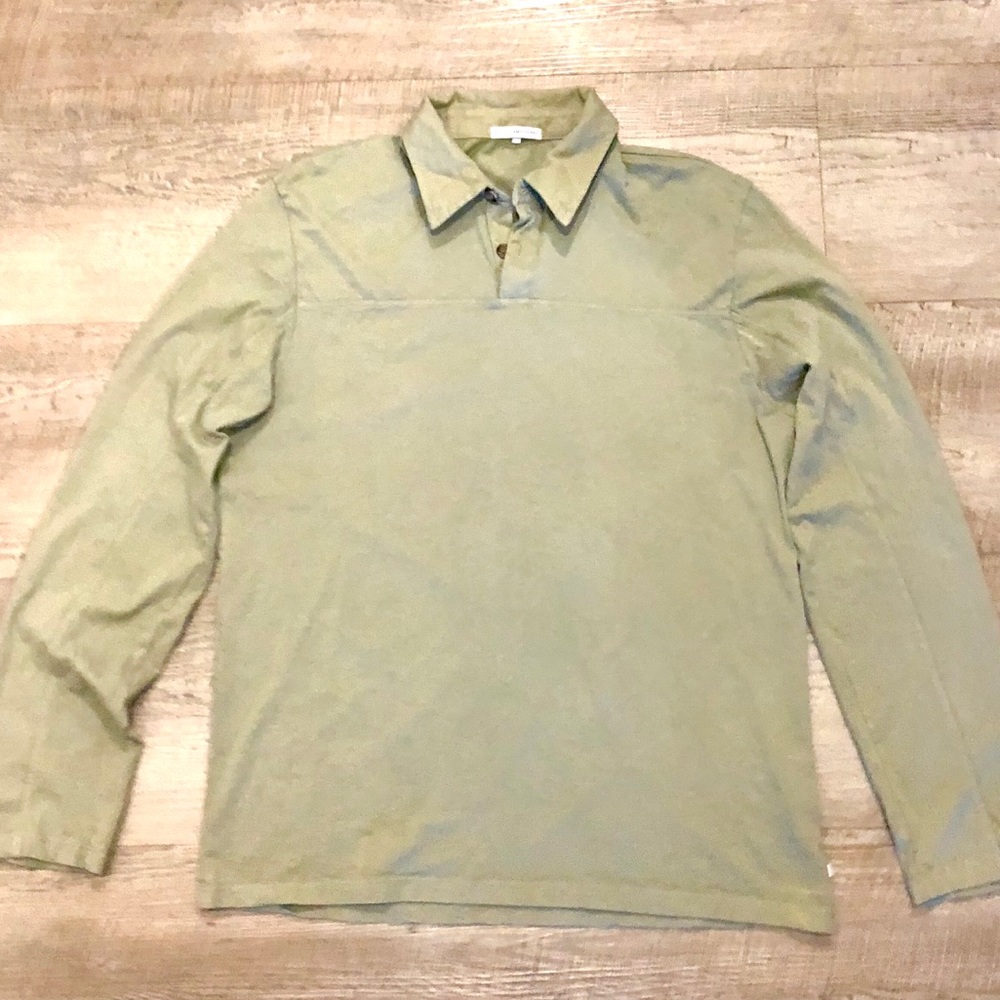 James Perse NWOT Long Sleeve Olive Polo Shirt Med