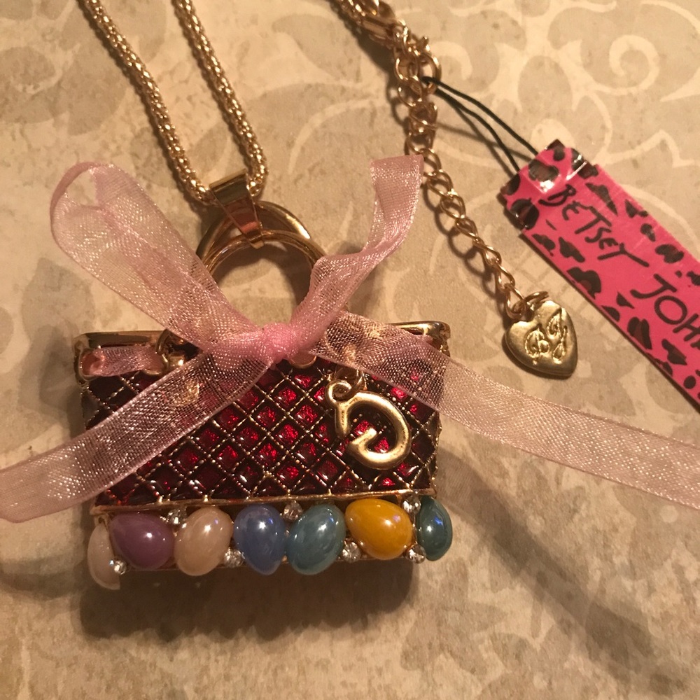 Purse handbag Betsey Johnson necklace glitz bling