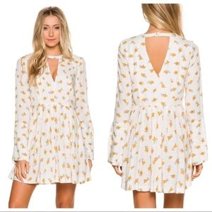 FREE PEOPLE TEGAN PRINTED LONG SLEEVE MINI DRESS