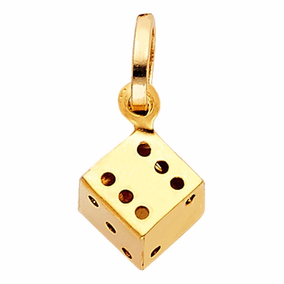 Jewelry - Solid 14K Gold Gold 3-D Game Dice Charm Pendant
