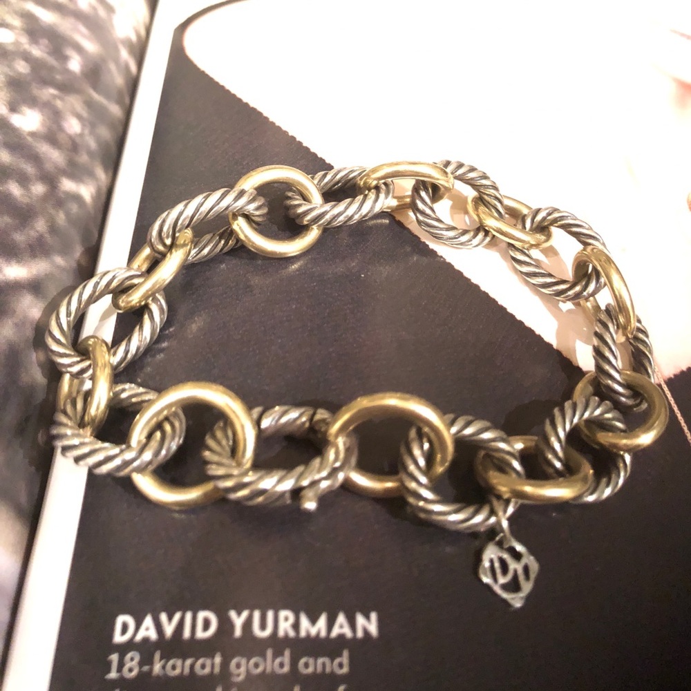 18k Gold silver David Yuram large link bracelet