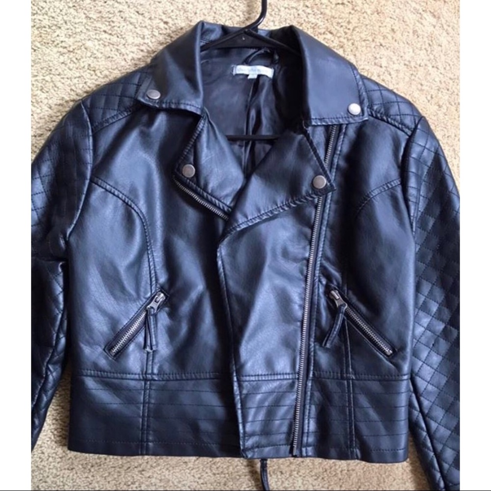 Black PU Leather Moto Jacket