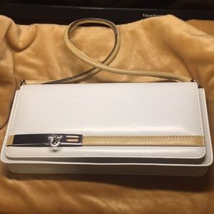 Feregamo Style purse White and Tan color leather.