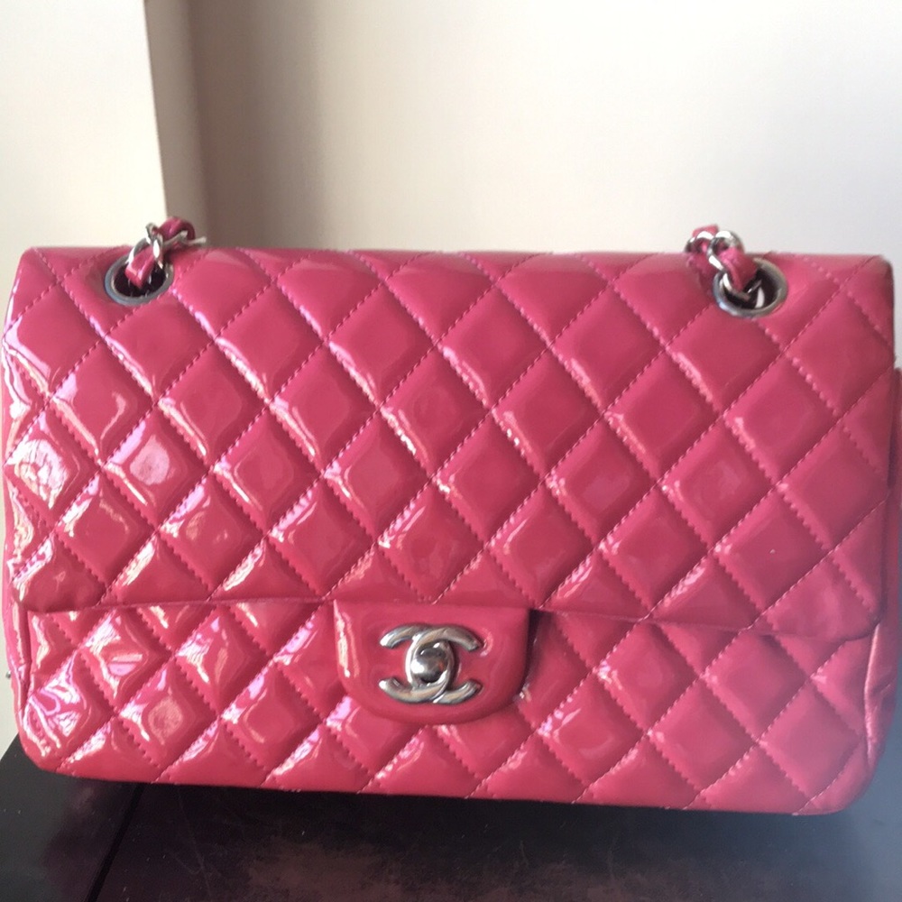 Authentic Chanel Pink Patent Leather