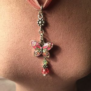 Brighton silk necklace with butterfly pendant