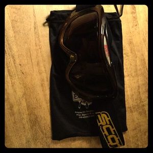 Scott gold and black ski goggles with soft pouch