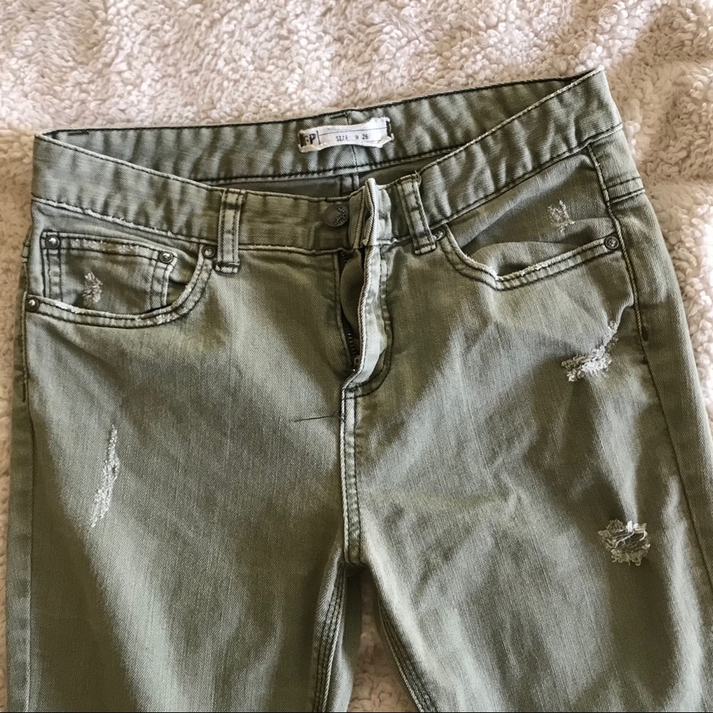 Olive Green Free People Jeans - Picture 4 of 5