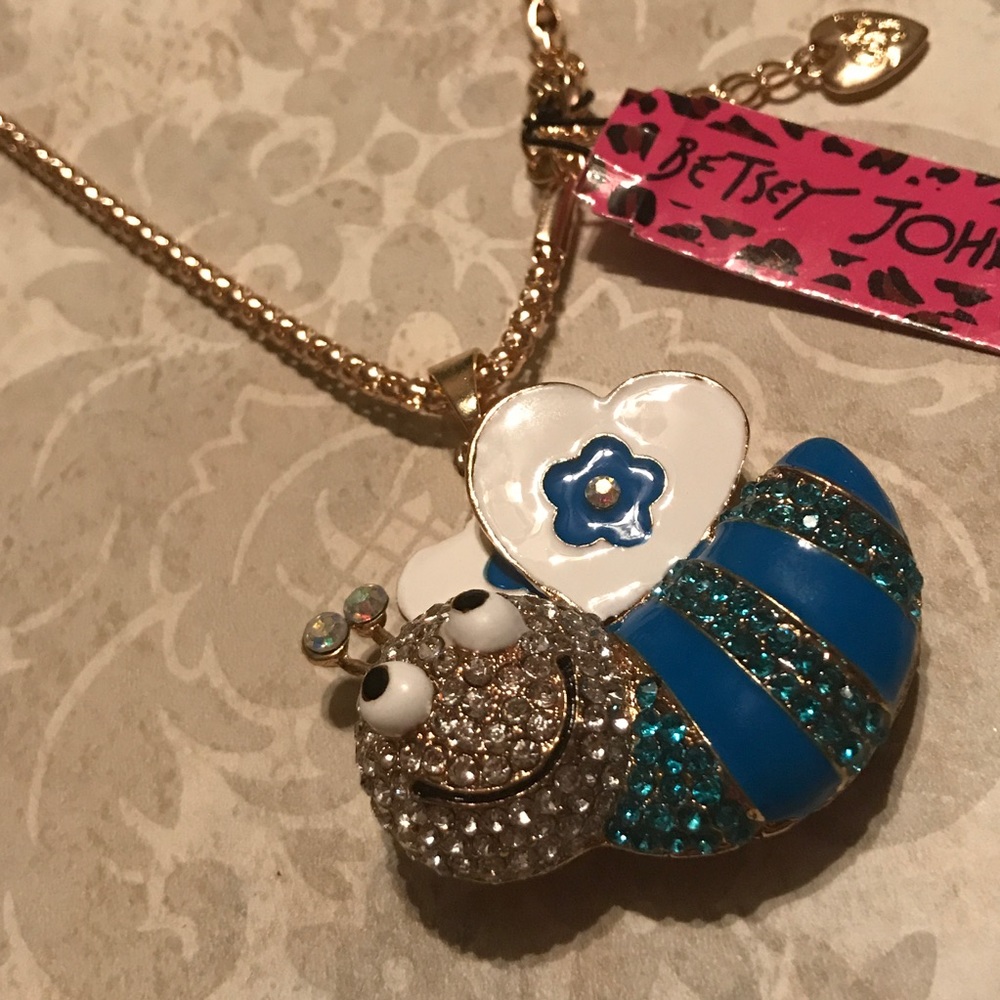 Blue bee Betsey Johnson necklace bling glitz gift