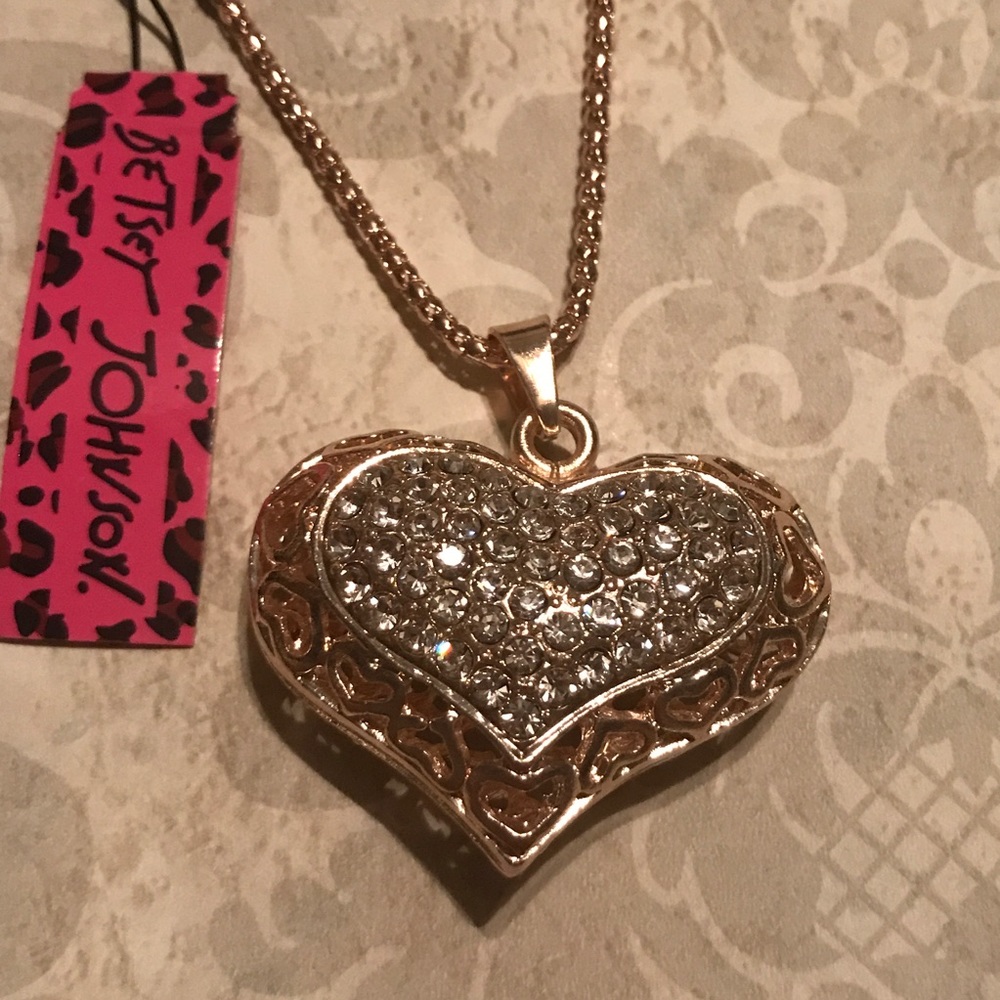 Heart Betsey Johnson necklace bling glitz glamour