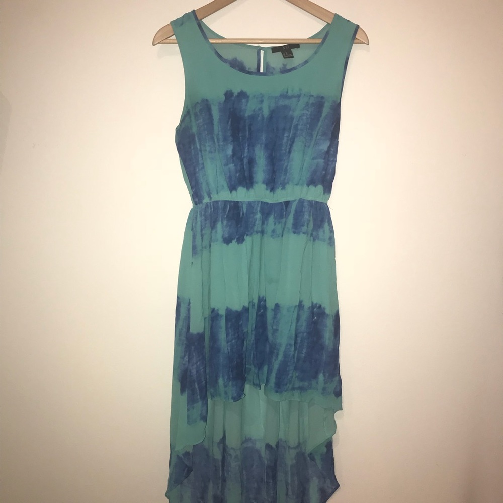 Forever 21 Turquoise Tie-Dye High-Low Dress