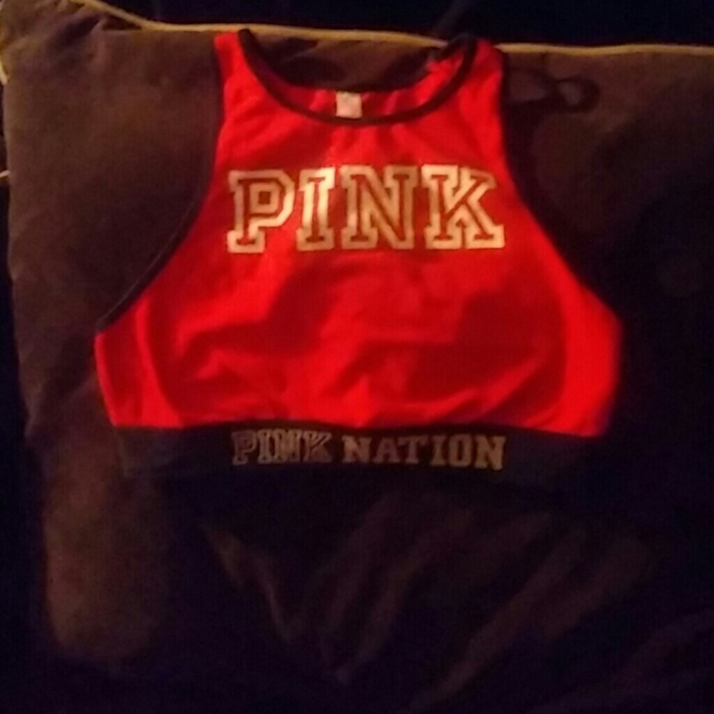 Pink sports bra