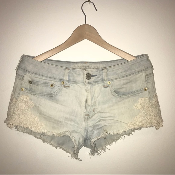 American Eagle Outfitters Lace Jean Shorts - Picture 1 of 1
