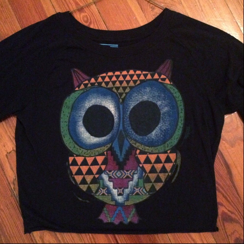 FRZ cute owl long sleeved crop top