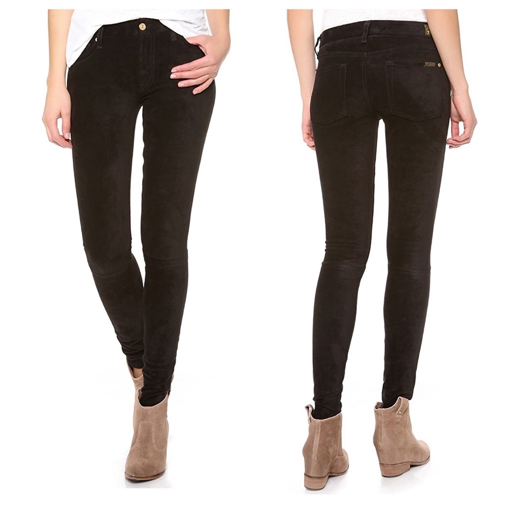 7 for all Mankind The Skinny Pant in Sueded Black