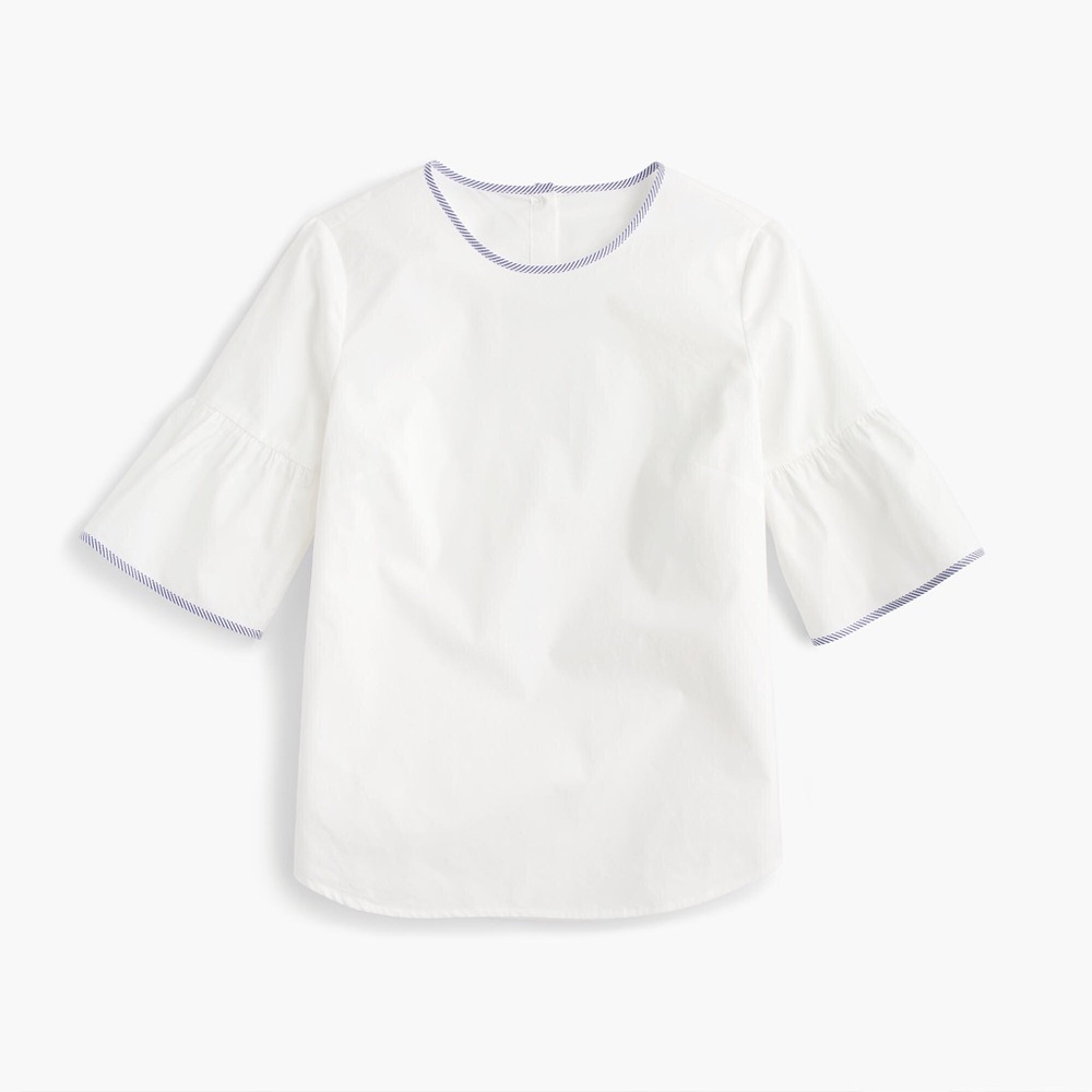 white button-back bell sleeve top
