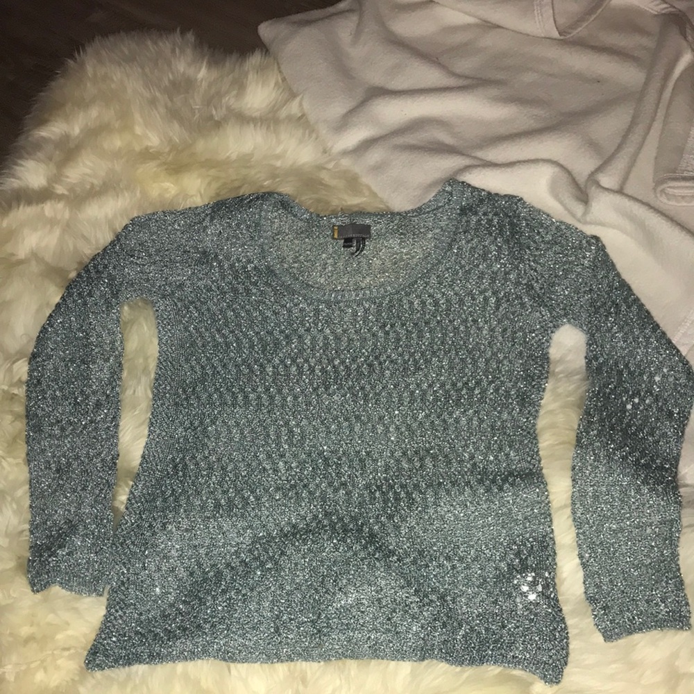 Holiday Sweater with Silver Sparkles