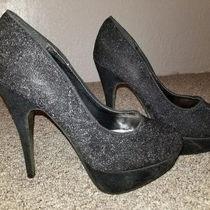 Black sparkly heels