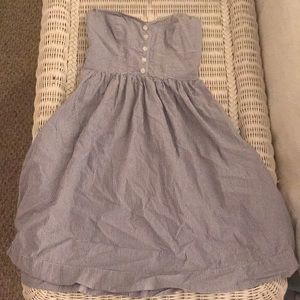 AE Button Bustier Dress - White and Blue Striped