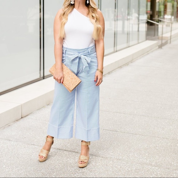 Banana Republic Striped Wide Leg Crop 
