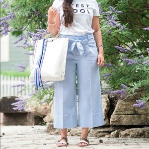 Banana Republic Striped Wide Leg Crop Pants