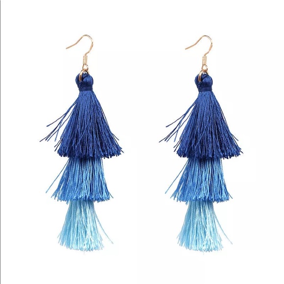 Long Tassel Drop Earrings -LAST ONE IN PURPLE - Picture 6 of 7