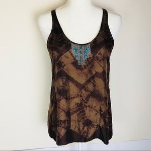 Joie 🦋 Tie Dye Turquoise Beaded Silk Tank Top