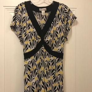 Dress Barn Black, White, and Yellow Floral Blouse