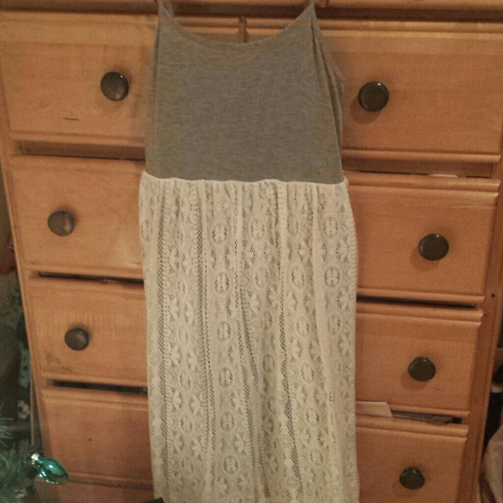 Grey and white crocheted summer dress